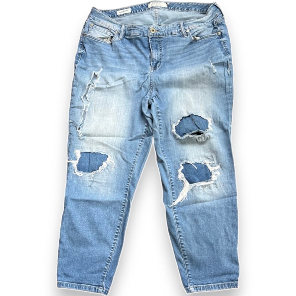 Torrid Girlfriend Jeans* Destroyed Size 20R* Cotton 98% Spandex 2%* Black Denim